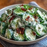 Creamy Cucumber Salad with Dill and Greek Yogurt, a refreshing summer side with crisp cucumbers in tangy yogurt dressing.
