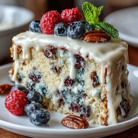 A vibrant spring birthday sheet cake with tangy lemon curd filling and fresh berry topping