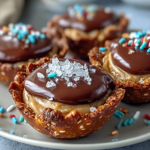Salty-sweet peanut butter eggs with pretzel crust are perfect Easter treats, offering a crunchy base and rich chocolate topping.  