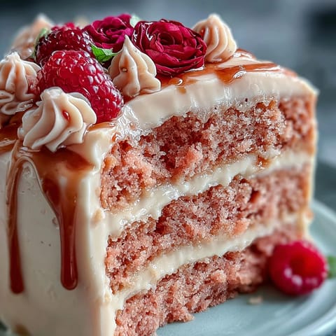 Elegant Bridal Shower Rosé Velvet Cake adorned with a shimmering gold drip.