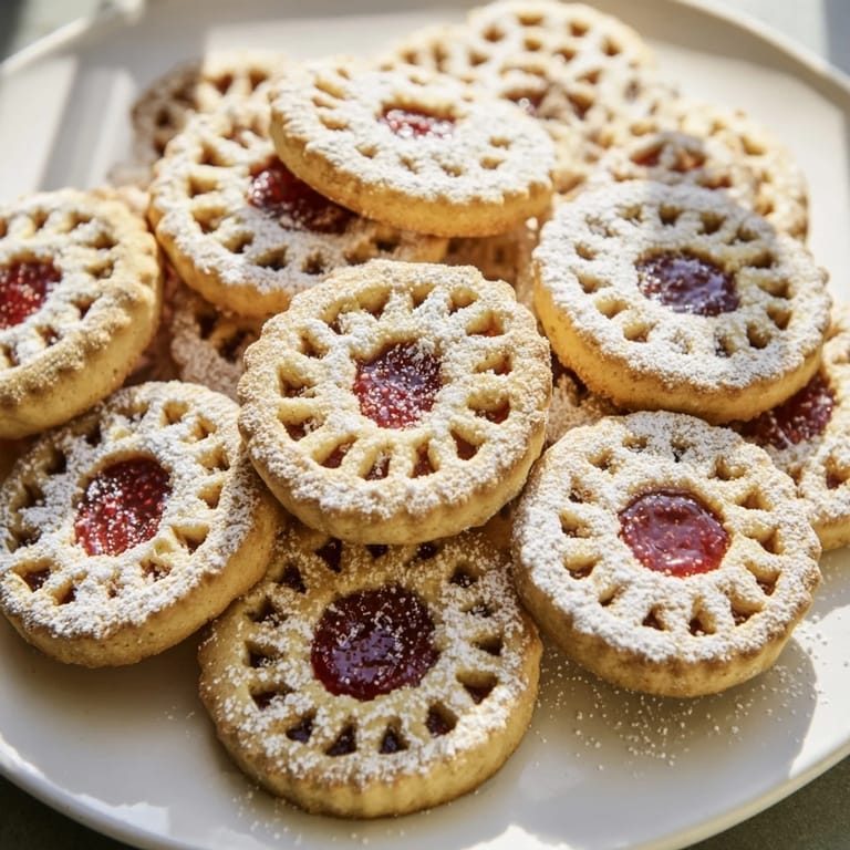 Buttery, almond-flavored Linzer Cookies, with their windowed tops, are perfect holiday desserts.