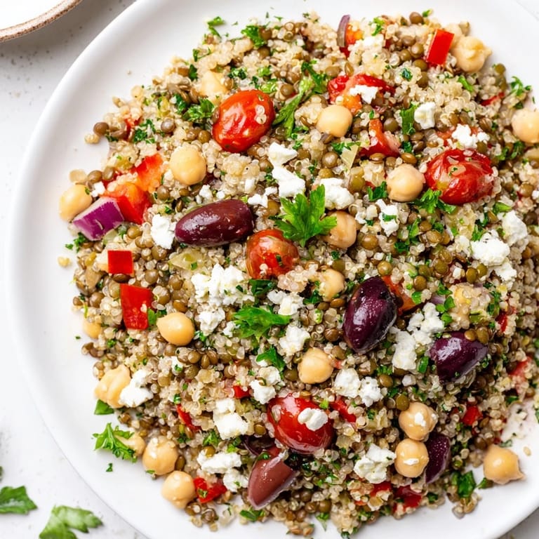 Nutritious Greek Power Salad served in a rustic bowl with parsley and a bright vinaigrette.