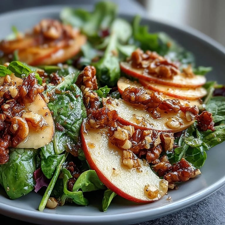 A vibrant Apple and Walnut Salad combines honeycrisp apples, celery, and toasted walnuts tossed in a zesty apple cider vinegar dressing.  