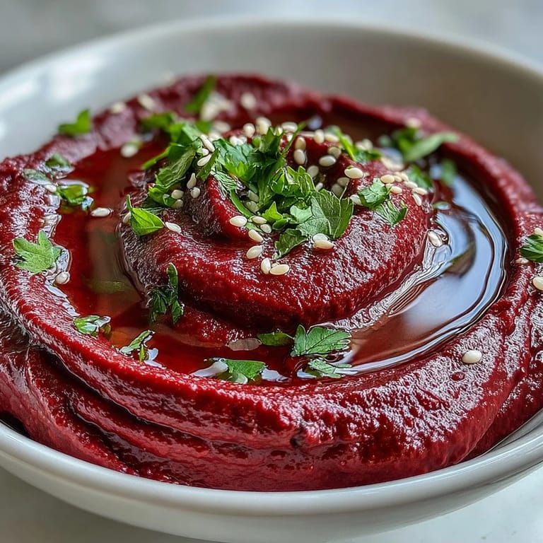 Vibrant Roasted Beet Hummus with a creamy texture, served alongside crunchy pita chips for dipping.
