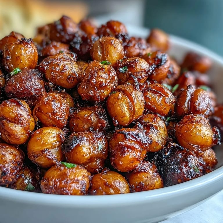 A bowl of golden crispy chickpea snack ready to enjoy, perfect for salad toppers or healthy munching.