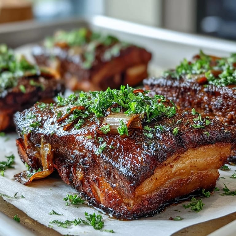 Glistening Pork and Aromatic Rhubarb Traybake emerging from the oven, highlighting savory meat and sticky orange-glazed vegetables perfect for a cozy meal.
