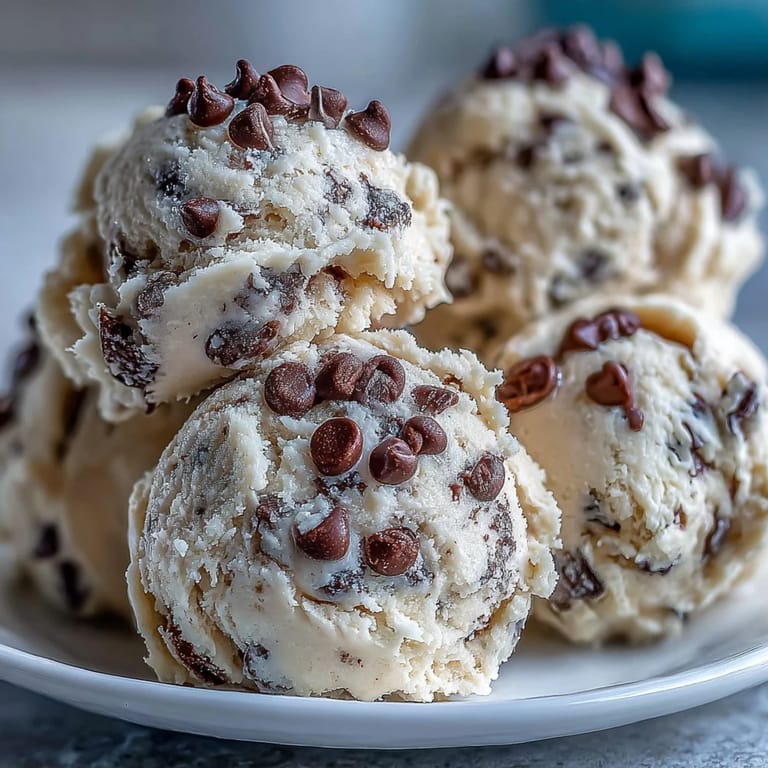 A bowl of chilled Greek Yogurt Cookie Dough topped with extra chocolate chips, perfect for a sweet snack.