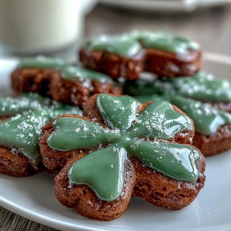 Buttery sugar cookies cut into shamrock shapes and topped with smooth green royal icing for a lucky treat.