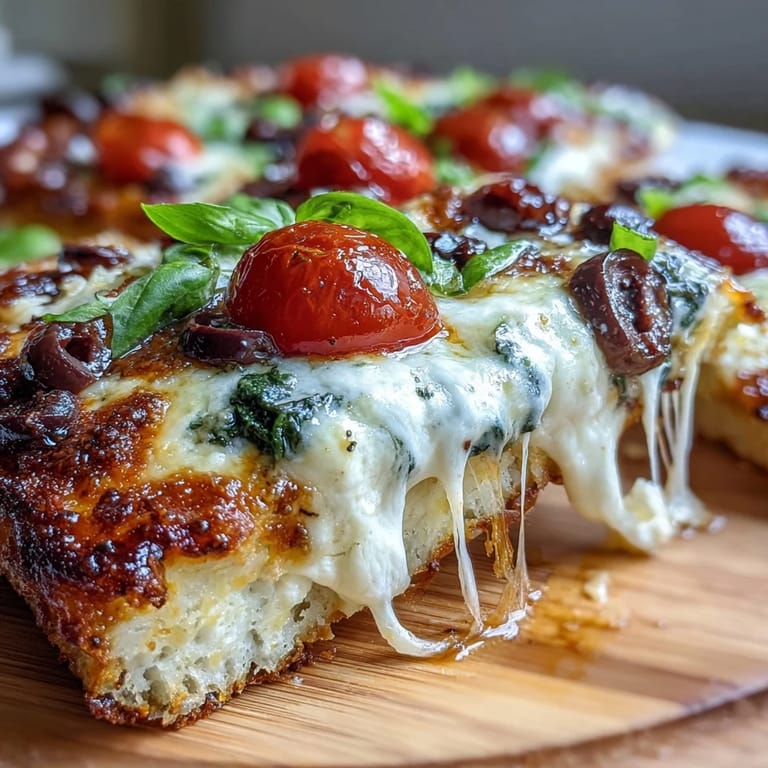 High-protein cottage cheese flatbread pizza with a tender base, bubbling cheese, and vibrant veggies, perfect for a healthy twist on classic pizza night.