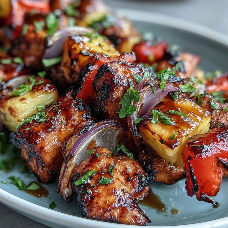 Easy Grilled Pineapple Chicken Skewers, combining tender chicken and sweet pineapple for a vibrant, crowd-pleasing main dish.