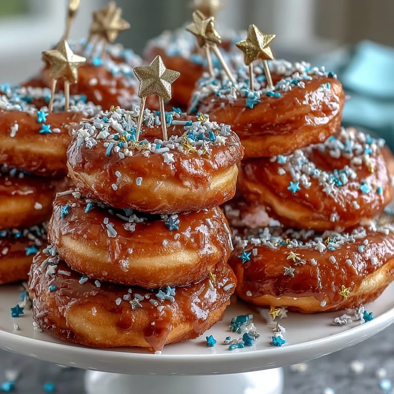 Colorful sprinkles adorn a showstopping donut tower, making it a sweet and celebratory dessert for graduation gatherings.