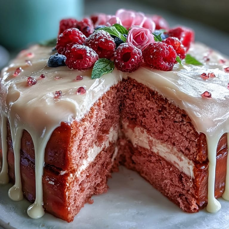Blush-pink Rosé Velvet Cake, ready for a festive bridal shower celebration.