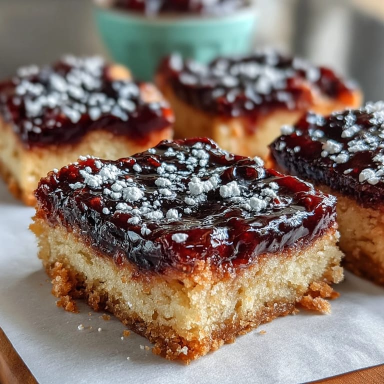 Sweet and tart lemon bars with a vibrant blackberry swirl are ready.