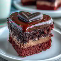 Red Betty Boop Heart Cake with glossy chocolate silhouette on cream cheese frosting