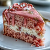 Elegant bridal shower rosé velvet cake with creamy frosting and shimmering gold drip, perfect for celebrations.